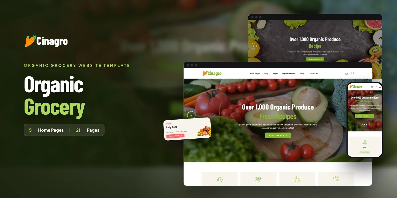Cinagro — Organic Market Vue.js Website Template preview
