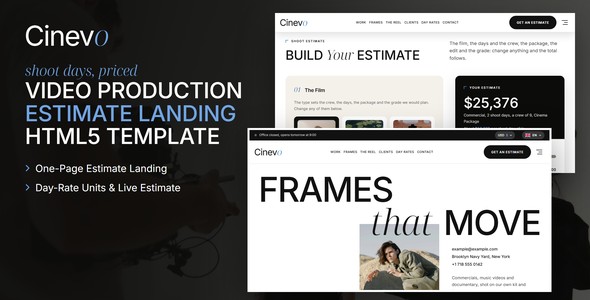 Cinevo – Video Production Landing Page HTML5 Template