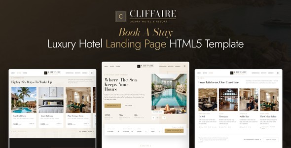 Cliffaire – Luxury Hotel Landing Page HTML5 Template