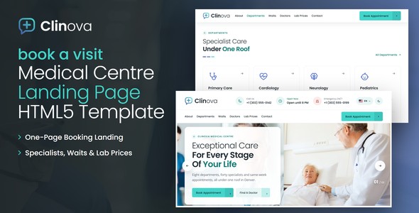 Clinova – Medical Centre Landing Page HTML5 Template