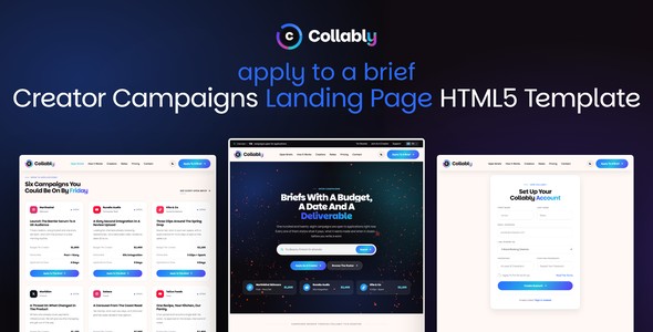 Collably – Creator Campaigns Landing Page HTML5 Template