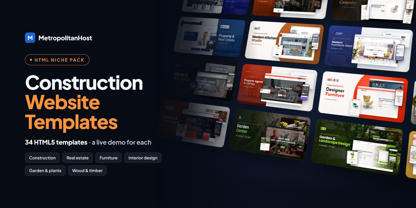 Construction Website Templates — HTML Niche Pack (34 Templates)