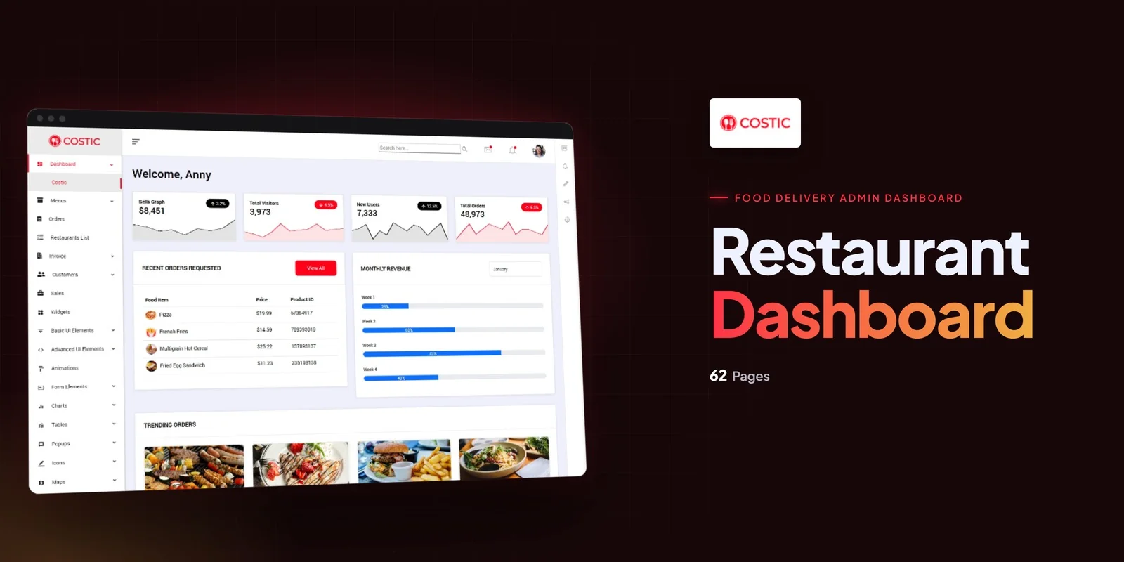 Costic — Food Dashboard Angular Template preview