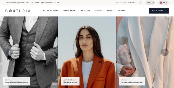 Couturia – Made-To-Measure Atelier Landing Page HTML5 Template