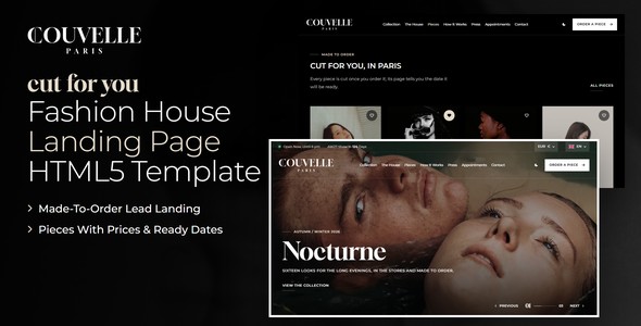 Couvelle – Made-To-Order Fashion House Landing Page HTML5 Template
