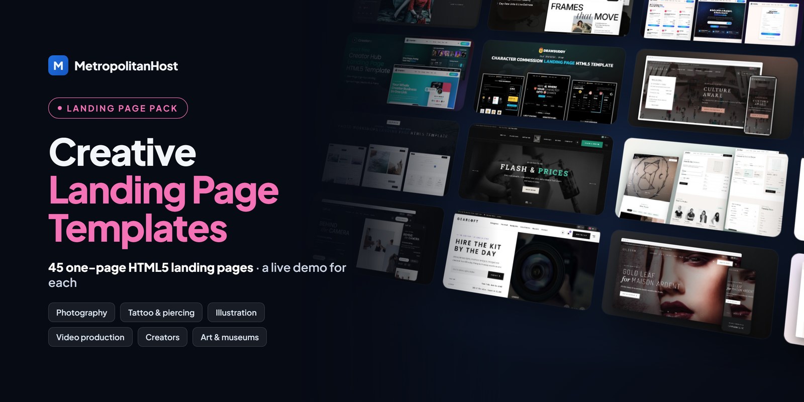 Creative Landing Page Templates — Landing Page Pack (45 Landing Pages)