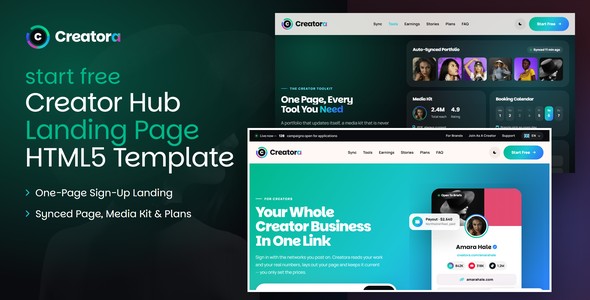 Creatora – Creator Hub Landing Page HTML5 Template