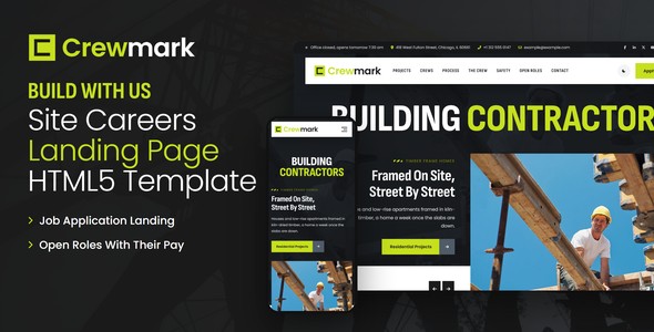 Crewmark – Construction Careers Landing Page HTML5 Template