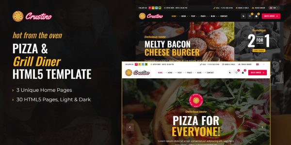 Crustino — Burger Restaurant React JS Website Template