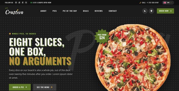 Crustiva – Pizzeria Order Landing Page HTML5 Template