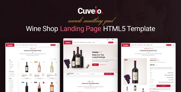 Cuvelo – Wine Shop Landing Page HTML5 Template