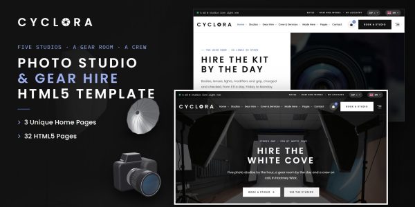 Photo Studio Website Template – Cyclora HTML5