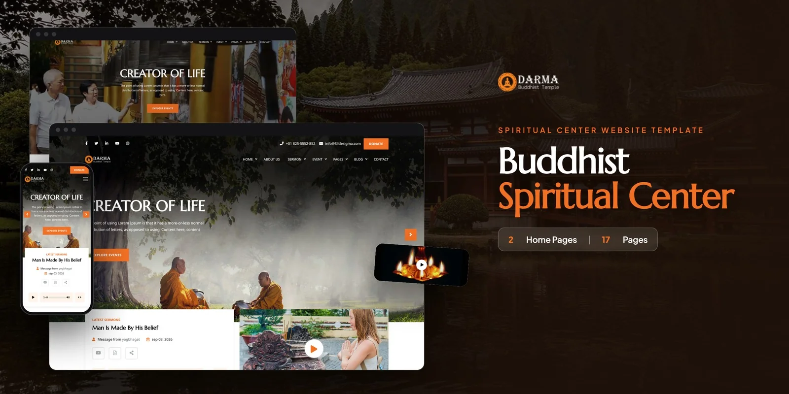 Darma — Meditation Center Angular Website Template preview