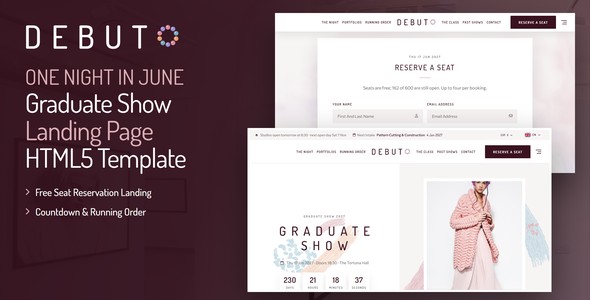 Debuto – Graduate Fashion Show Landing Page HTML5 Template