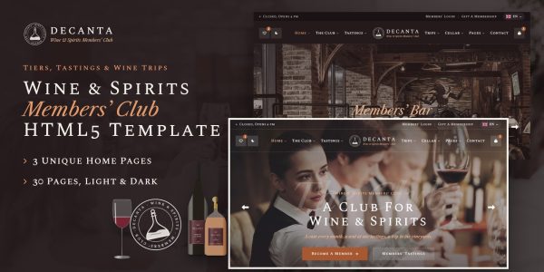 Website Template for Wine Clubs – Decanta HTML5