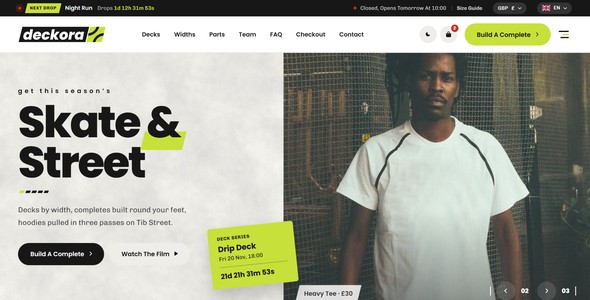 Deckora – Skateboard Builder Landing Page HTML5 Template