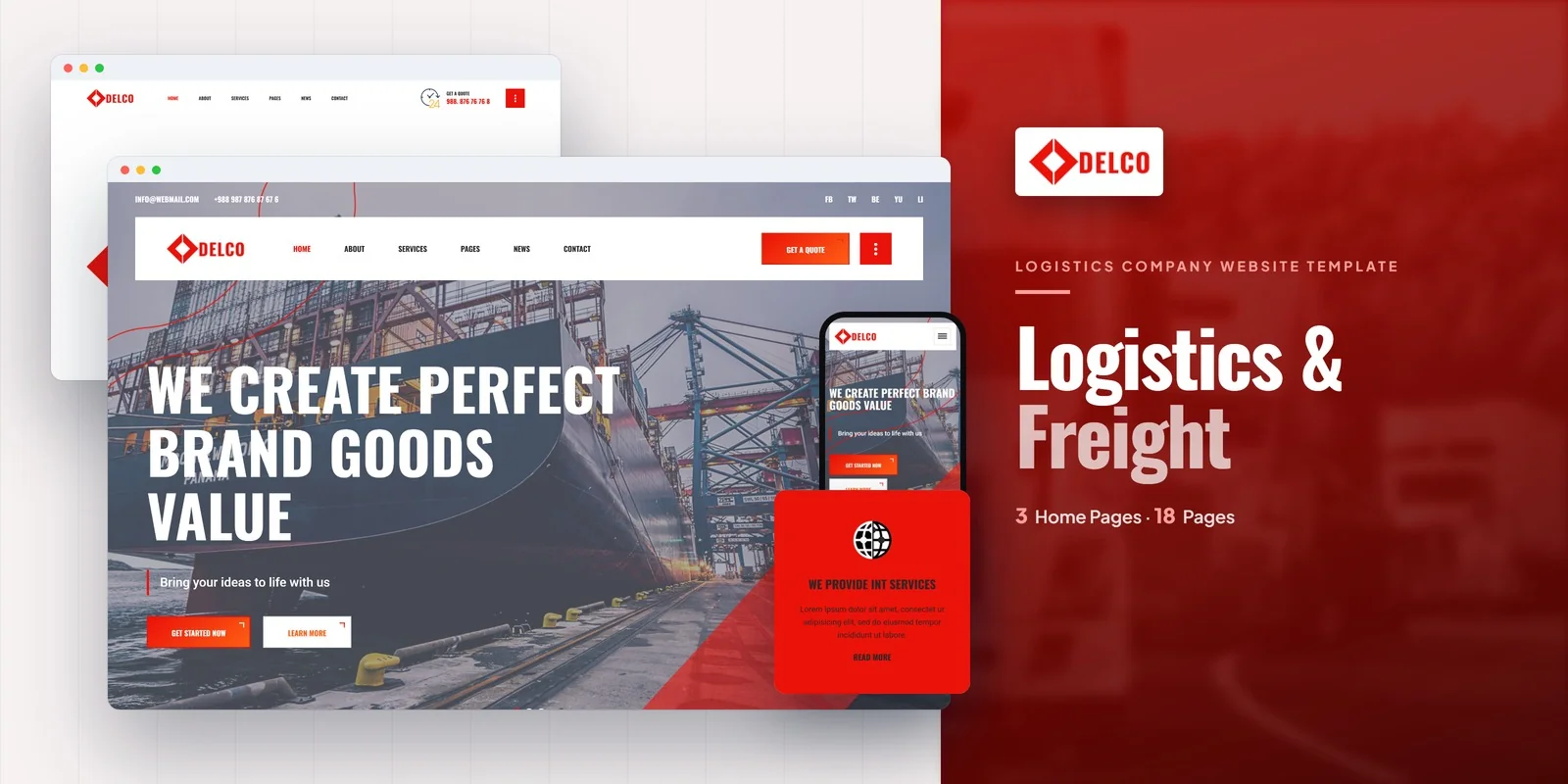 Delco — Logistics Company Developer Website Bundle preview