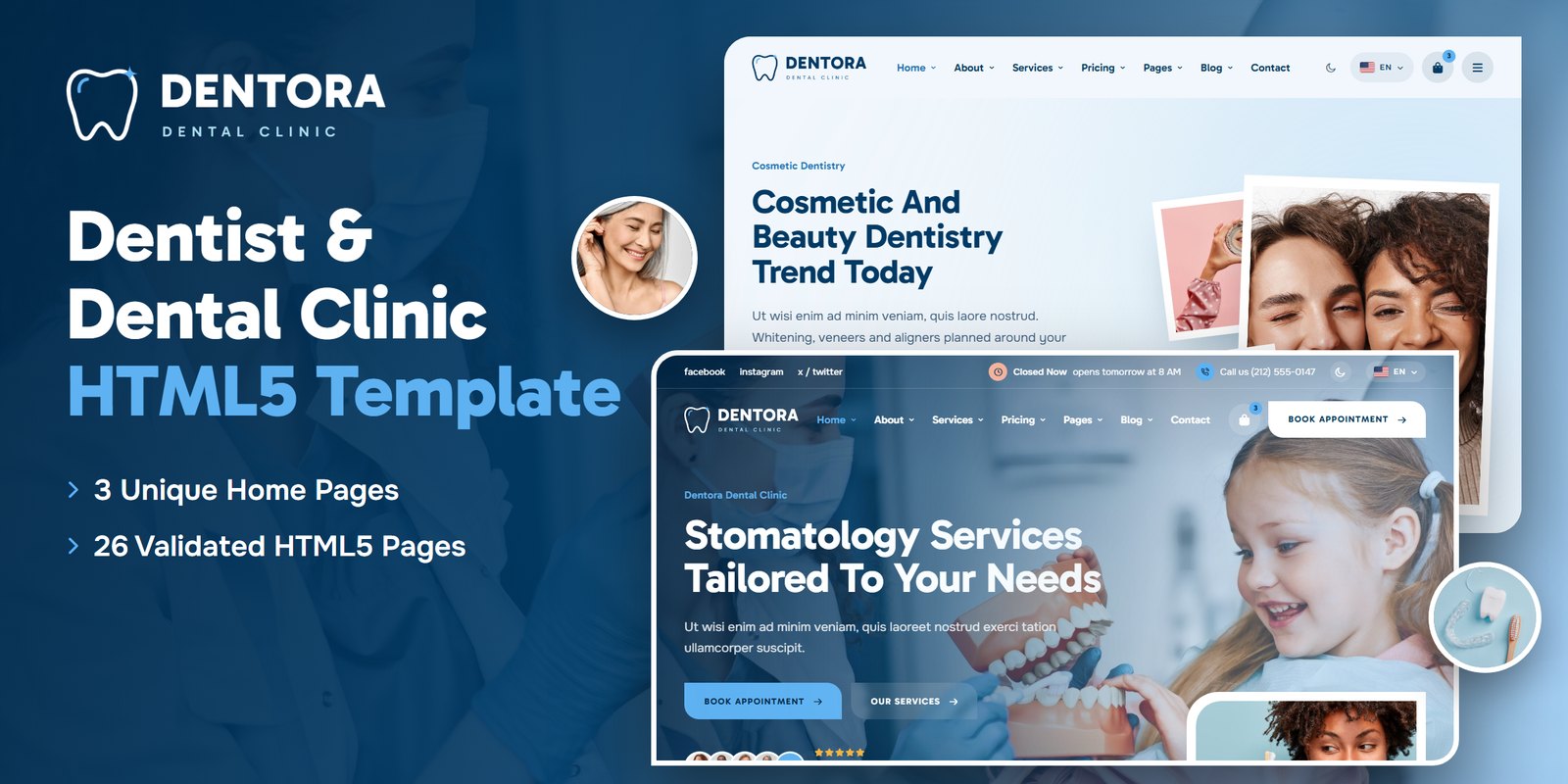 Dentora — Dental Clinic Angular Website Template preview