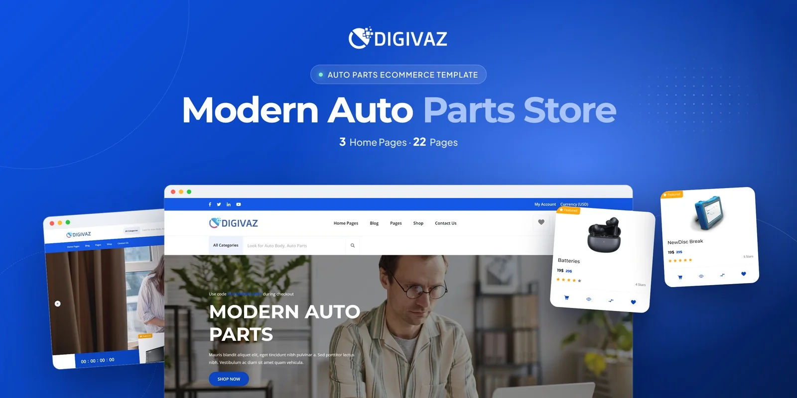 Digivaz – Bootstrap 5 Auto Parts Store HTML5 Website Template preview