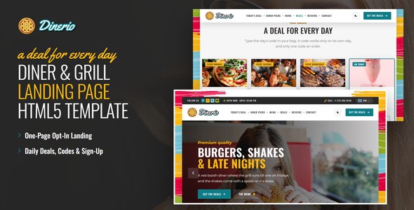 Dinerio – Diner Landing Page HTML5 Template