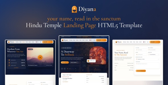 Diyana – Hindu Temple Darshan Landing Page HTML5 Template