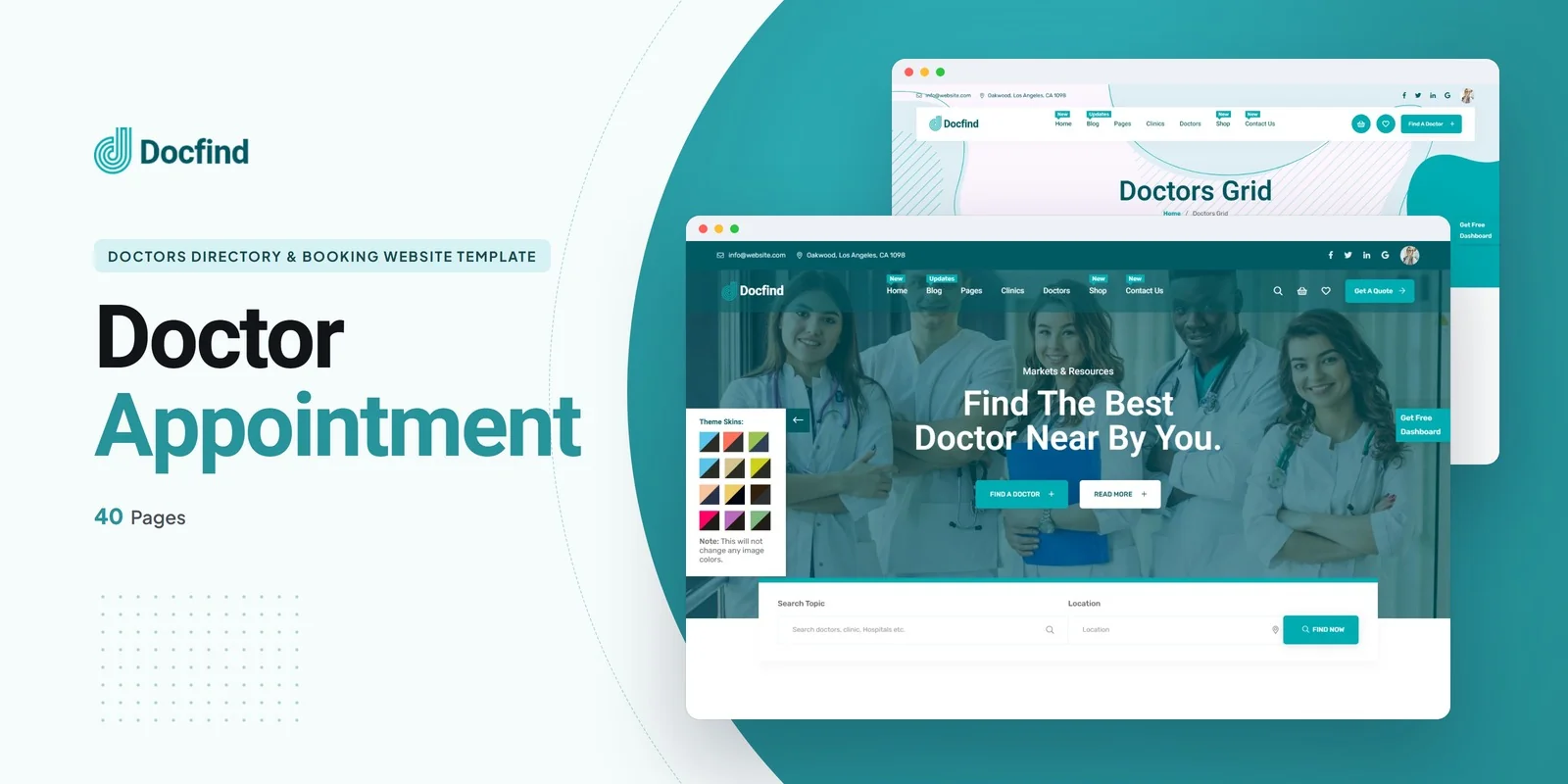 Docfind — Doctor Appointment React JS Website Template preview