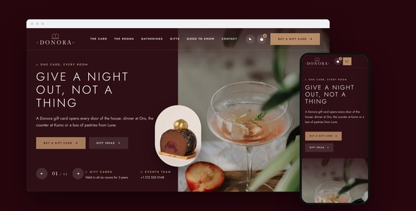 Donora – Restaurant Gift Card Landing Page HTML5 Template