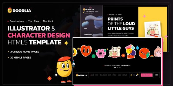 Illustrator Portfolio Website Template – Doodlia HTML5