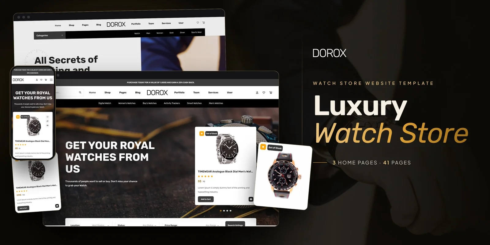 Dorox — Timepiece Store PHP Website Template preview