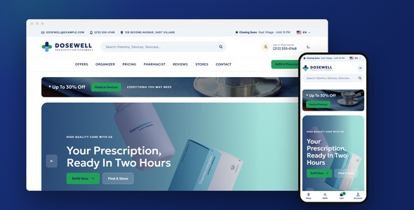 Dosewell – Prescription Pharmacy Landing Page HTML5 Template