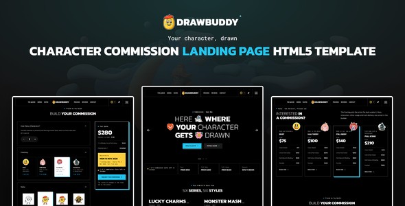 Drawbuddy – Character Commission Builder Landing Page HTML5 Template