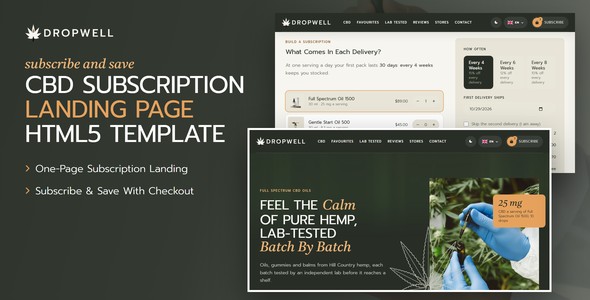 Dropwell – CBD Subscription Landing Page HTML5 Template