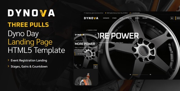 Dynova – Dyno Day Booking Landing Page HTML5 Template