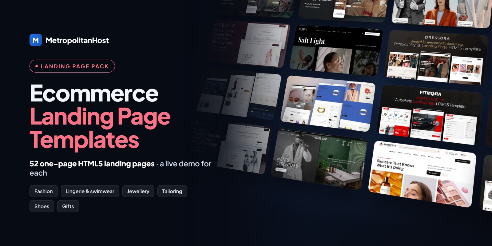 Ecommerce Landing Page Templates — Landing Page Pack (52 Landing Pages)