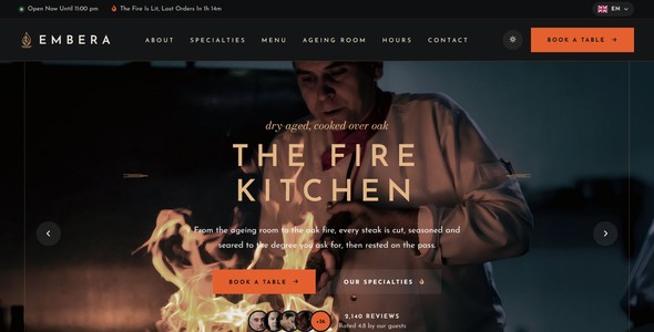 Embera – Steakhouse Booking Landing Page HTML5 Template
