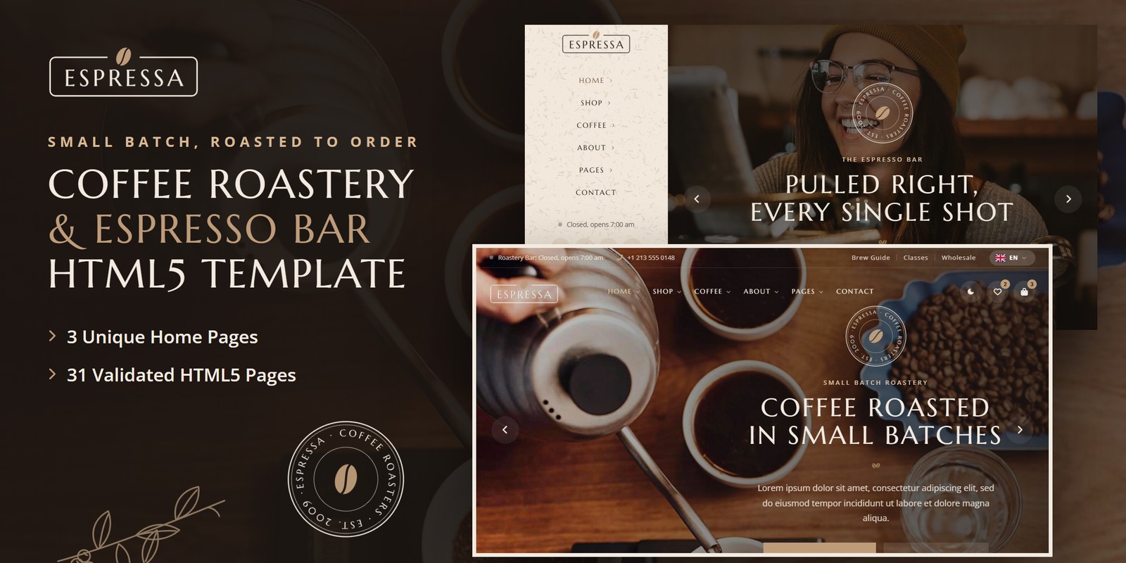 Espressa — Coffee Shop React JS Website Template preview