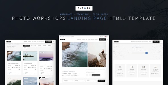 Exposa – Photography Workshops Landing Page HTML5 Template