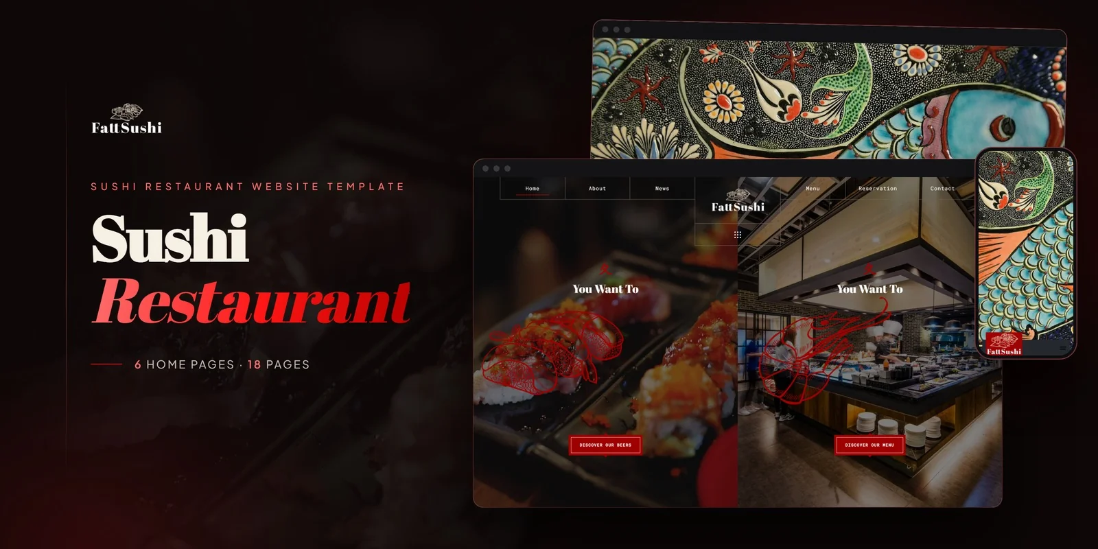 Fattsushi — Sushi Restaurant Developer Website Bundle preview