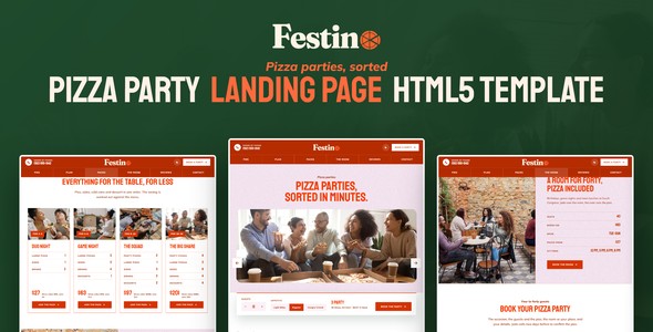 Festino – Pizza Party Booking Landing Page HTML5 Template