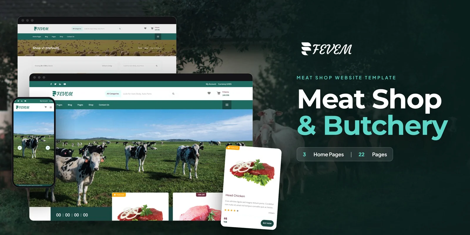 Fevem — Meat Shop Developer Website Bundle preview