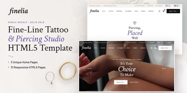 Tattoo Website Templates – Finelia HTML5
