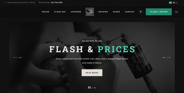Flashwell – Tattoo Flash Day Landing Page HTML5 Template