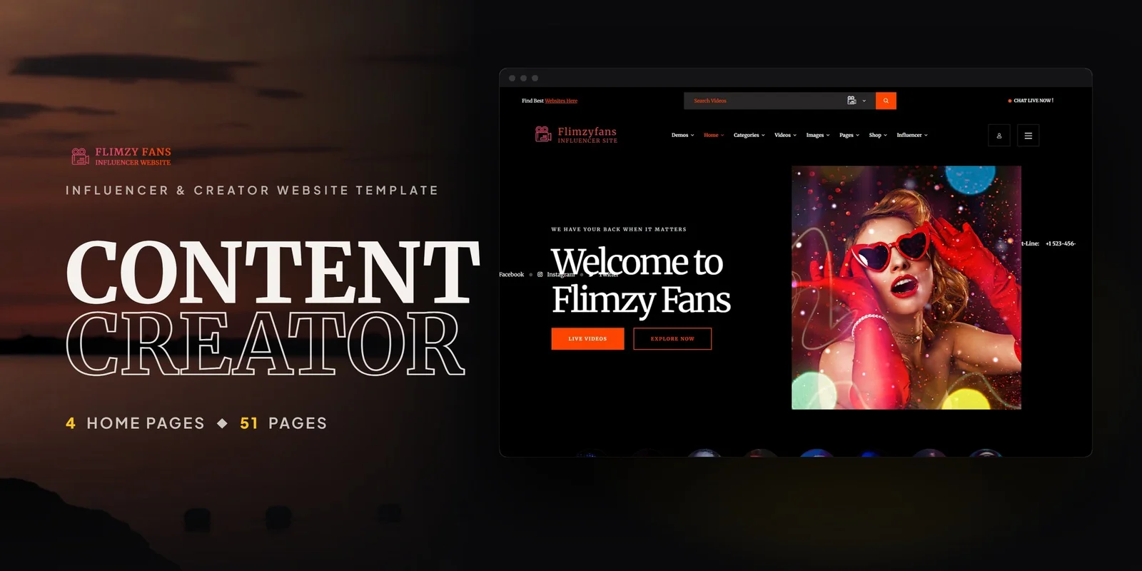 Flimzyfans — Influencer Hub HTML5 Template preview