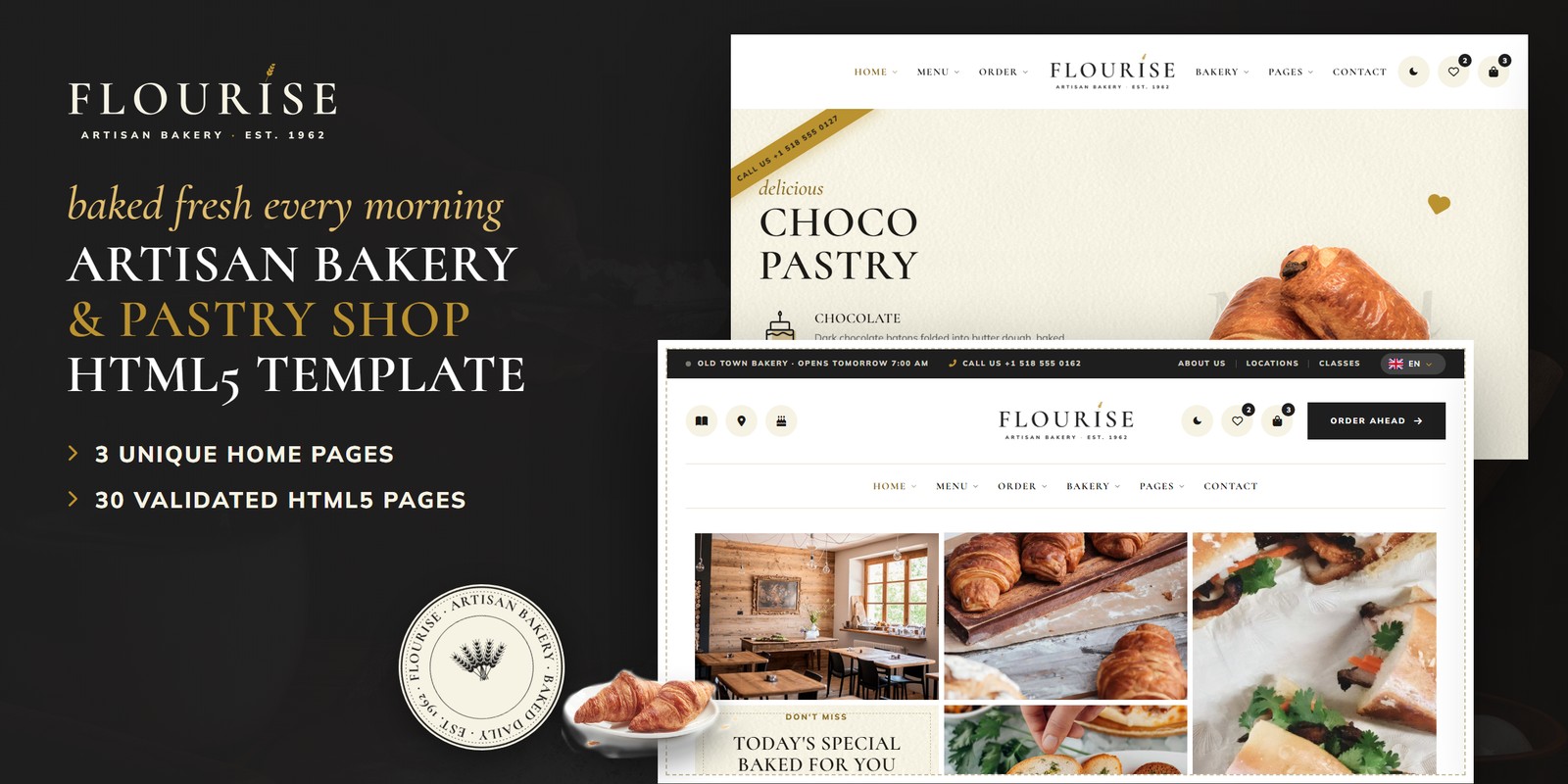 Flourise — Bakery WordPress Theme preview