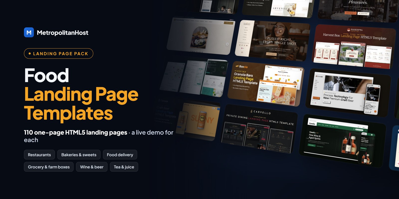 Food Landing Page Templates — Landing Page Pack (110 Landing Pages)