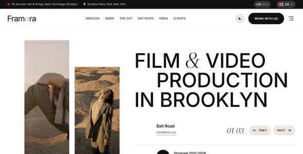 Framora – Film & Video Production Landing Page HTML5 Template
