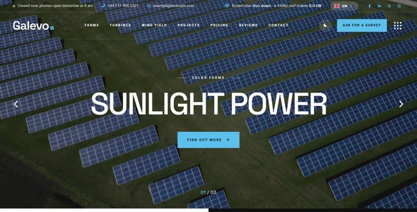 Galevo – Wind Turbine Survey Landing Page HTML5 Template