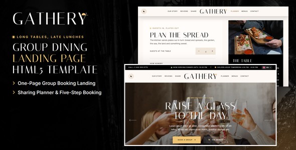 Gathery – Group Dining Booking Landing Page HTML5 Template