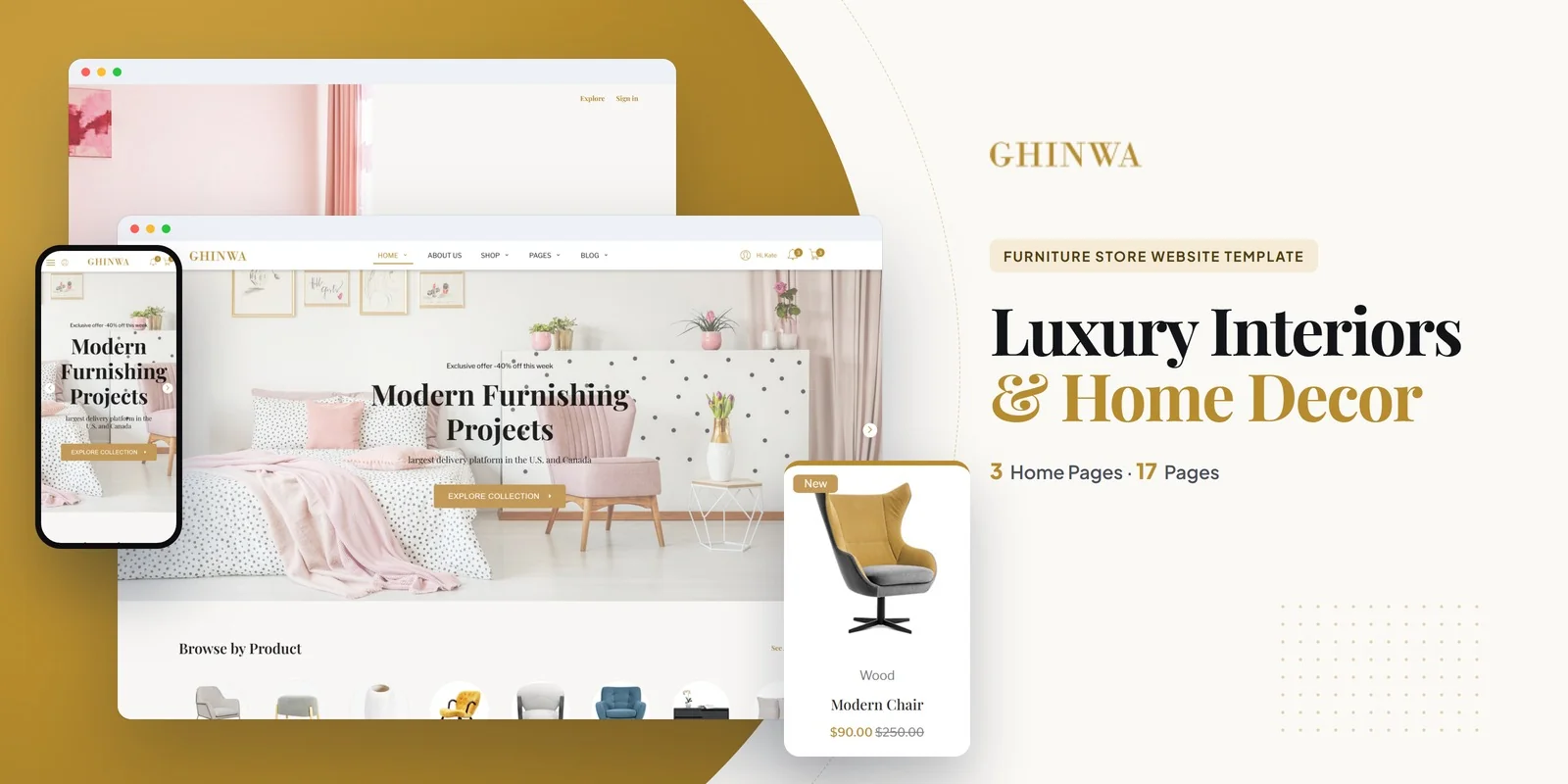 Ghinwa — Designer Furniture PHP Website Template preview