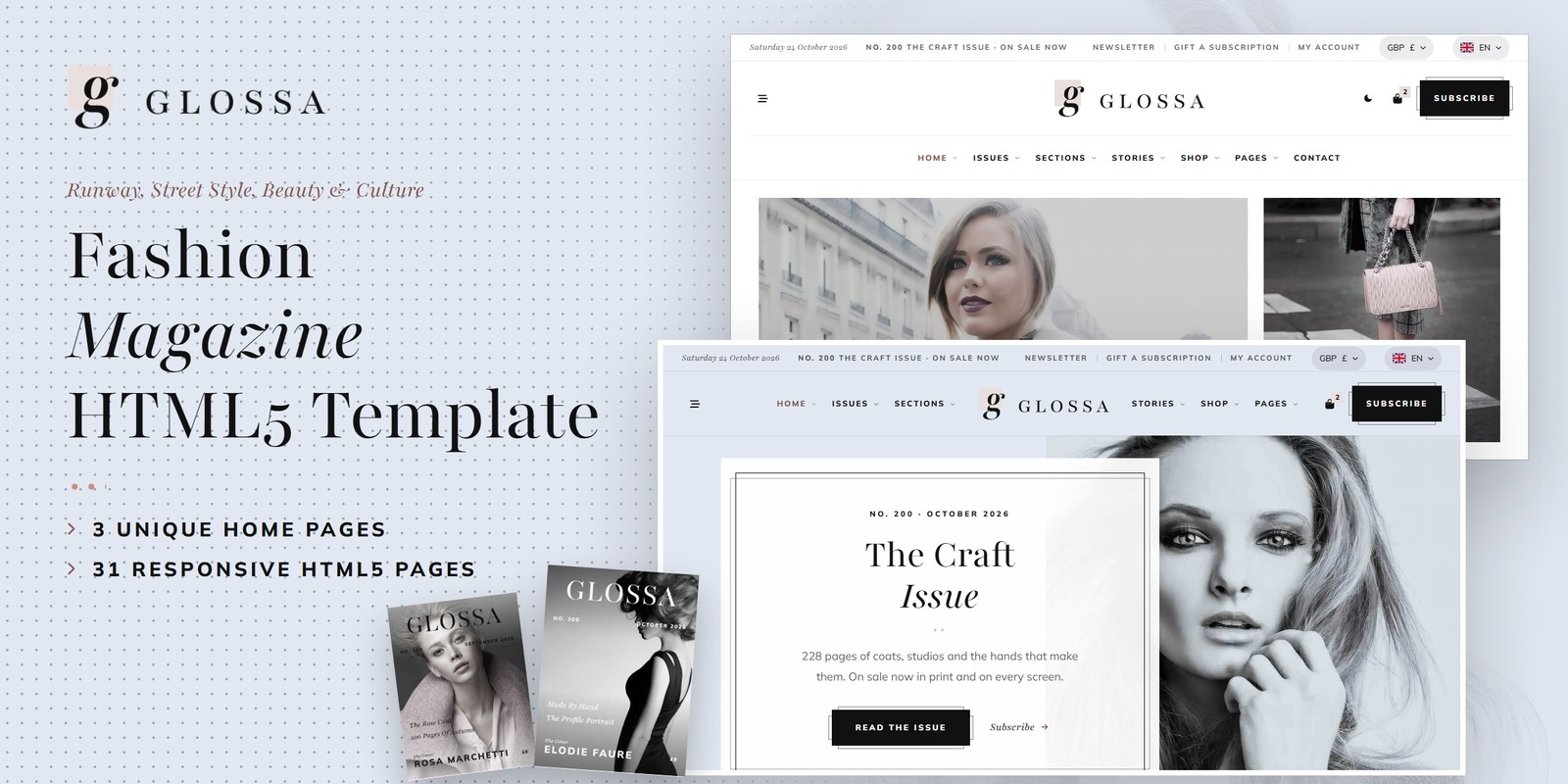Magazine Website Design – Glossa AI Smart Website preview